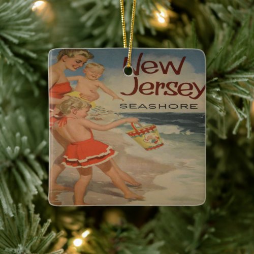 new jersey shore vintage tourist vacation  ceramic ornament
