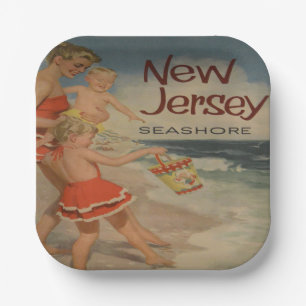 new jersey shore vintage tourist vacation paper plates