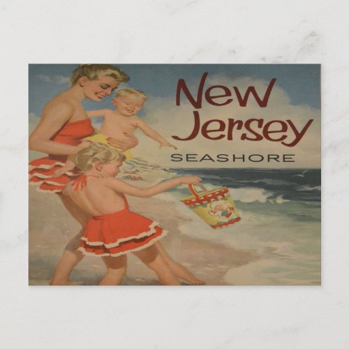 new jersey shore vintage tourist vacation postcard