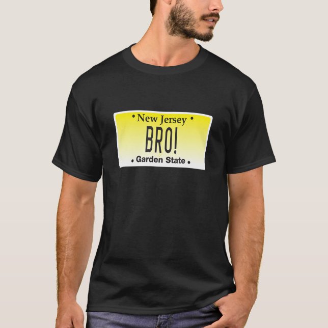 New Jersey Slang Phrase Bro Nj License Plate Graph T-Shirt (Front)