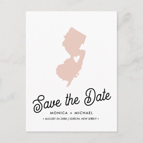 NEW JERSEY State Destination Wedding ANY COLOR Announcement Postcard