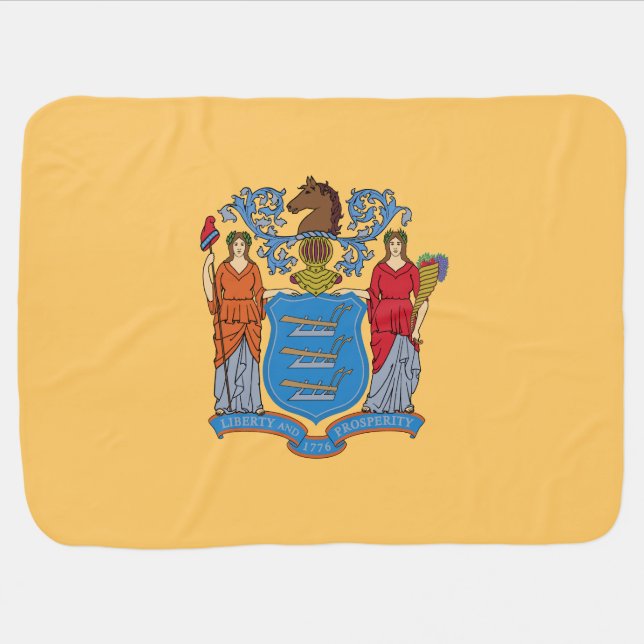 New Jersey State Flag Baby Blanket (Horizontal)