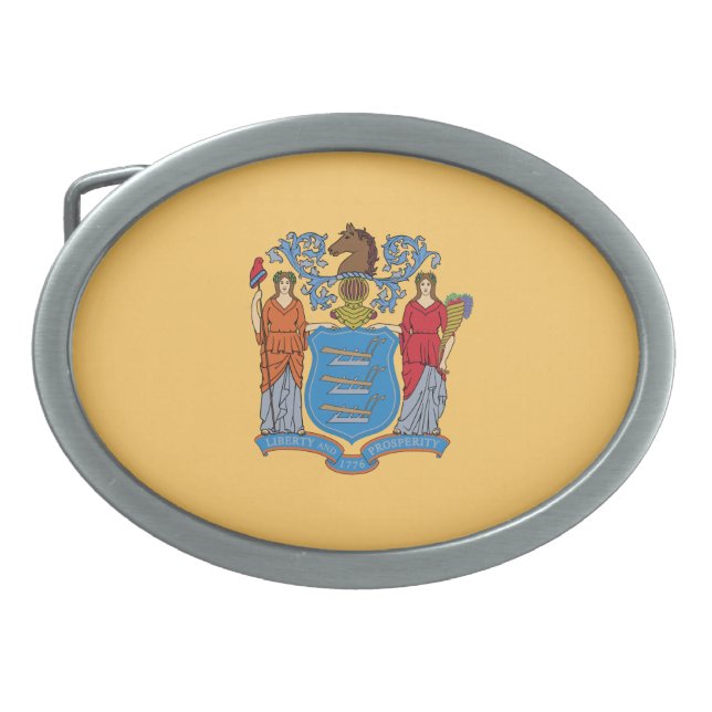 New Jersey State Flag Belt Buckle (Front)