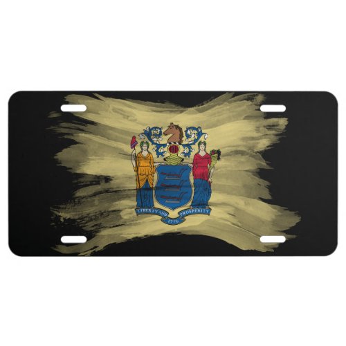 New Jersey state flag brush stroke License Plate