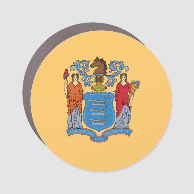 New Jersey State Flag Car Magnet (Front)