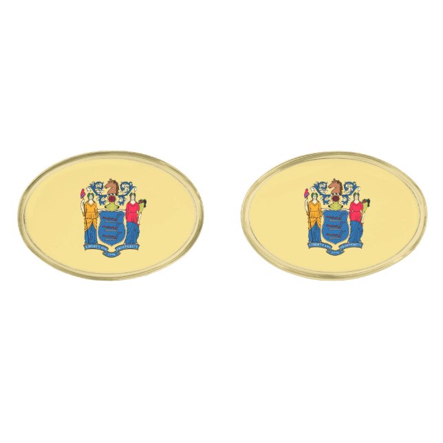New Jersey State Flag Design Cufflinks (Front)