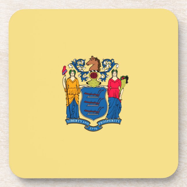 New Jersey State Flag Design Decor Beverage Coaster (Front)