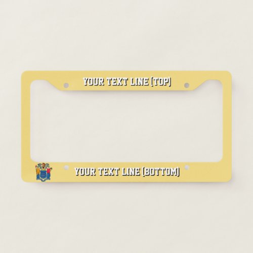 New Jersey State Flag Design on a Personalized License Plate Frame