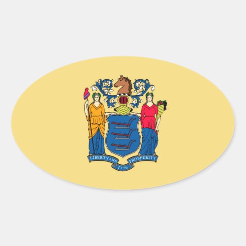 New Jersey State Flag Design Oval Sticker