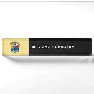New Jersey State Flag Desk Name Plate