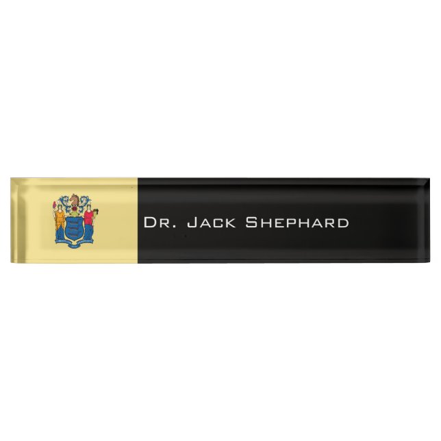New Jersey State Flag Desk Name Plate (Front)