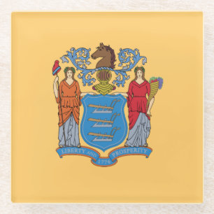 New Jersey State Flag Glass Coaster