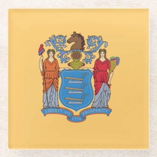 New Jersey State Flag Glass Coaster