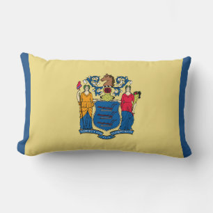 New Jersey State Flag Print Patriotic Lumbar Pillow