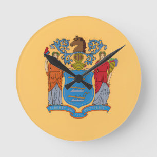 New Jersey State Flag Round Clock
