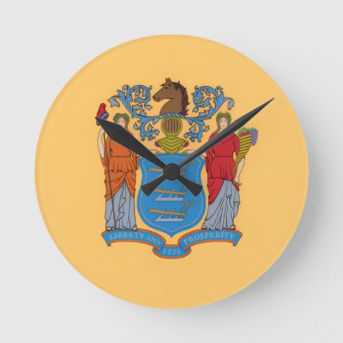 New Jersey State Flag Round Clock