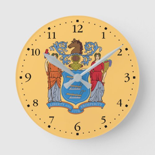 New Jersey State Flag Round Clock