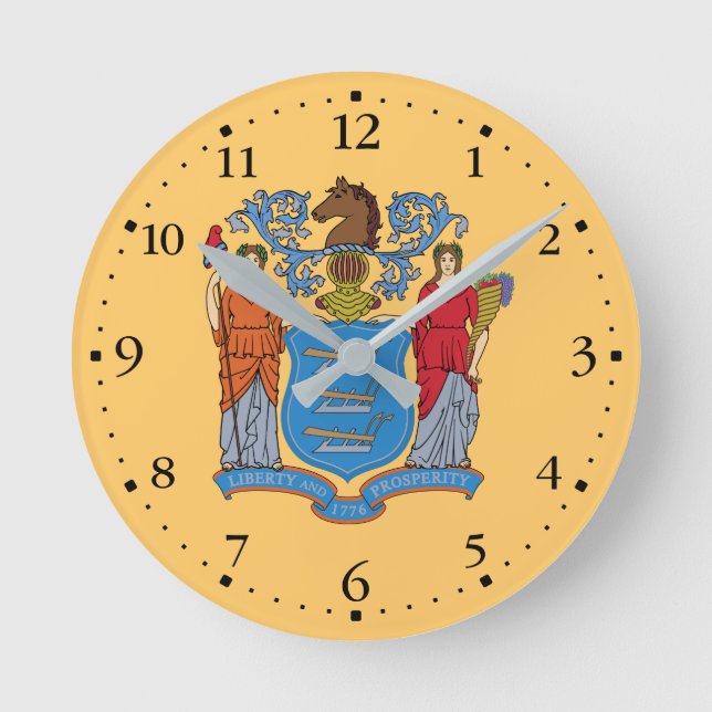 New Jersey State Flag Round Clock (Front)