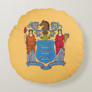 New Jersey State Flag Round Pillow