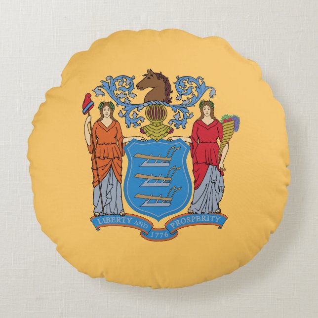 New Jersey State Flag Round Pillow (Front)