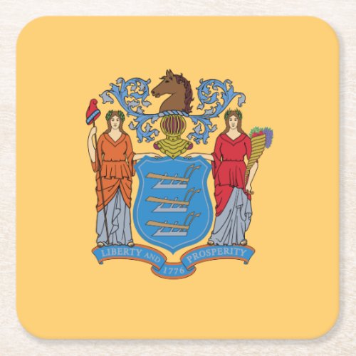 New Jersey State Flag Square Paper Coaster