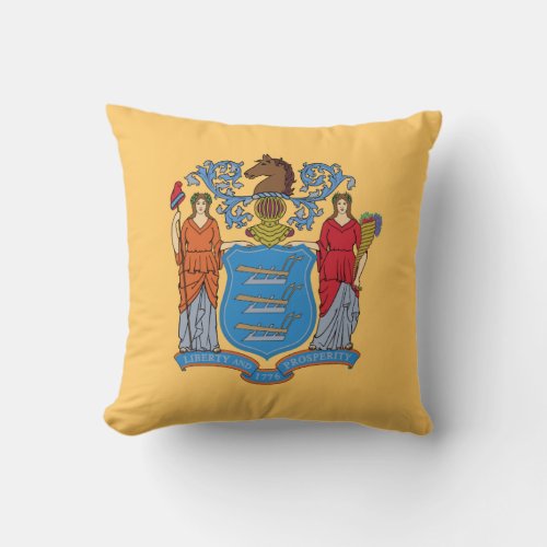 New Jersey State Flag Throw Pillow