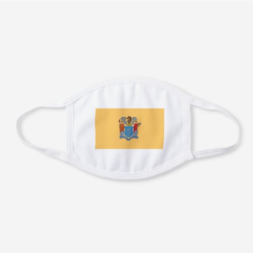 New Jersey State Flag White Cotton Face Mask