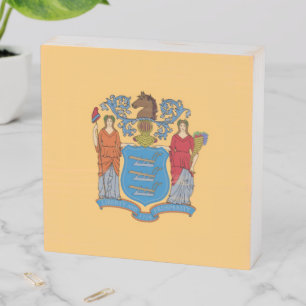 New Jersey State Flag Wooden Box Sign
