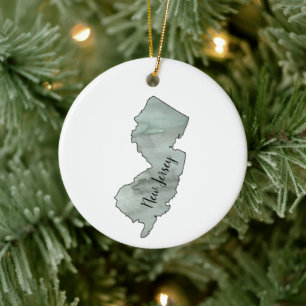 New Jersey State Illustration Ceramic Ornament