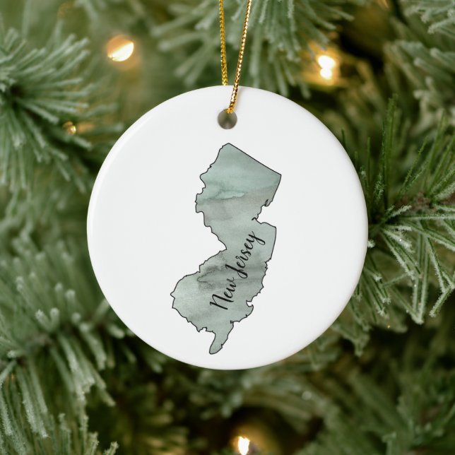 New Jersey State Illustration Ceramic Ornament (Tree)