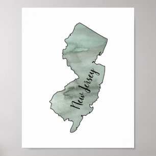 New Jersey State Illustration Poster