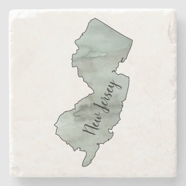 New Jersey State Illustration Stone Coaster (Front)