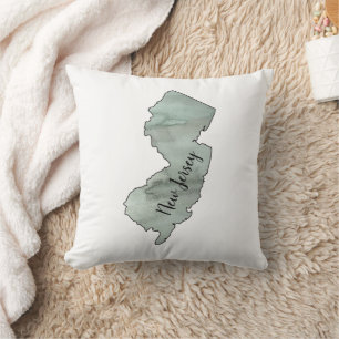 New Jersey State Illustration Throw Pillow