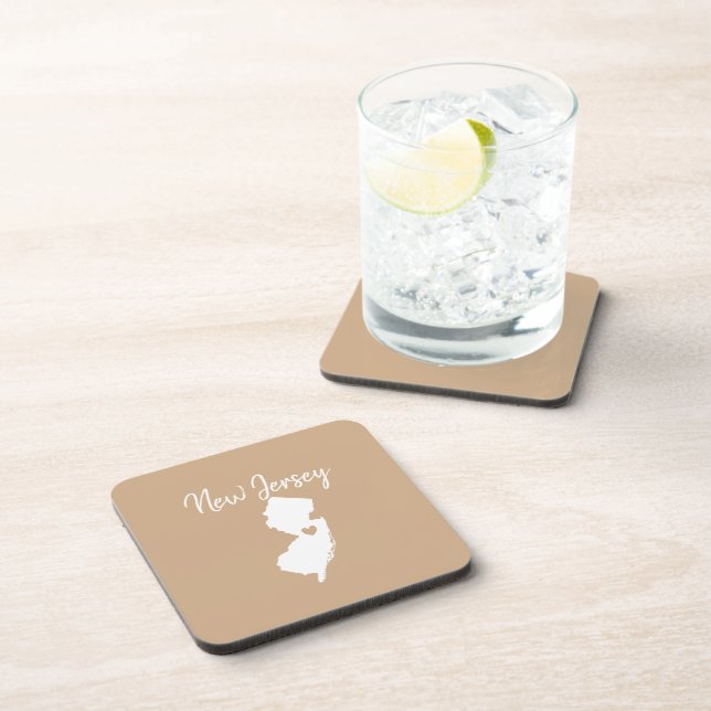 New Jersey   state map love home  Beverage Coaster (Right Side)