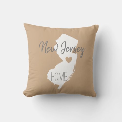 New Jersey   state map love home Throw Pillow