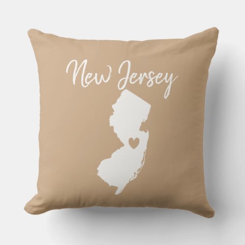 New Jersey   state map love home Throw Pillow