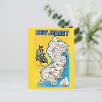 New Jersey State Map Postcard | Zazzle