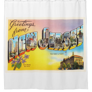 New Jersey State NJ Old Vintage Travel Postcard- Shower Curtain
