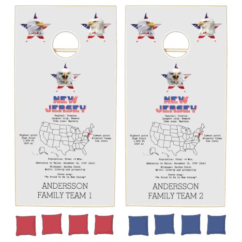 New Jersey State Patriotic Customizable Cornhole Set