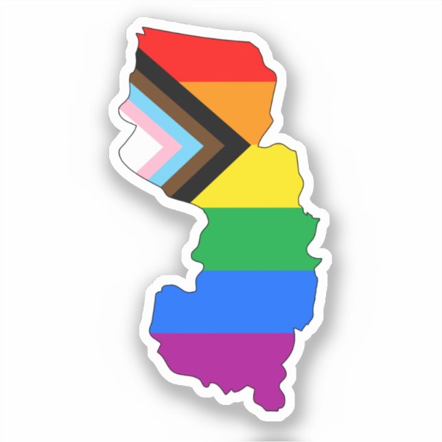 New Jersey State Pride LGBTQ Progress Pride Sticker (Front)