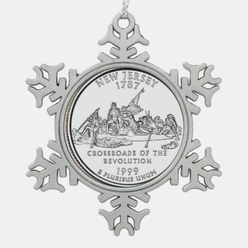 New Jersey State Quarter Snowflake Pewter Christmas Ornament