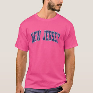 New Jersey State Retro Blue Varsity Vintage Text T-Shirt