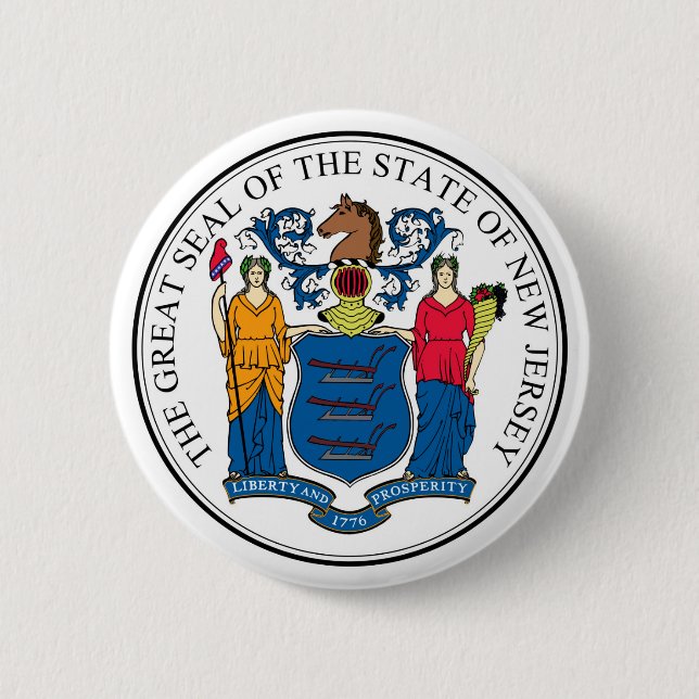 New Jersey state seal america republic symbol flag Button (Front)