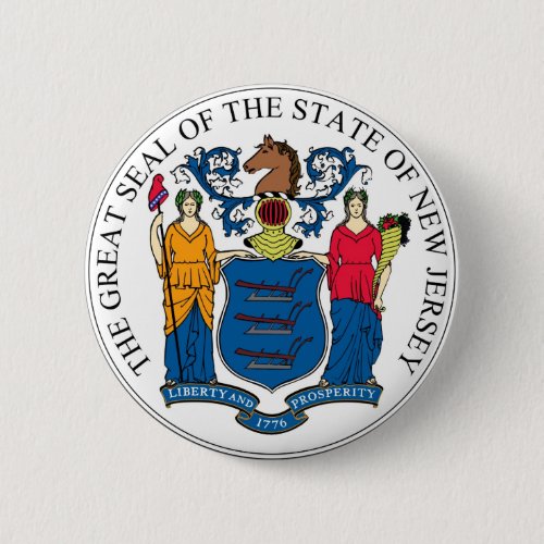 New Jersey State Seal and Motto Pinback Button