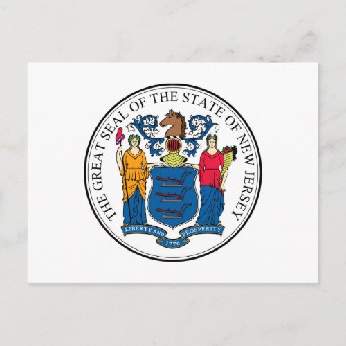 New Jersey State Seal and Motto Postcard