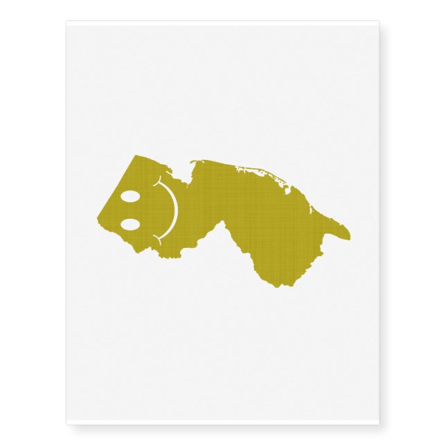 New Jersey State Shape Smiley Face Temporary Tattoos (Front)