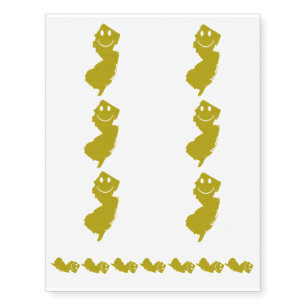 New Jersey State Shape Smiley Face Temporary Tattoos