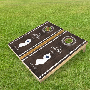 New Jersey State Silhouette Family Name Cornhole Set