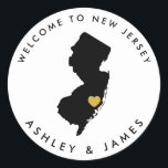 New Jersey State Wedding Welcome Sticker Tag<br><div class="desc">Use this sticker to label the welcome bags or treat boxes for your out of town hotel guests,  and welcome them to New Jersey.</div>