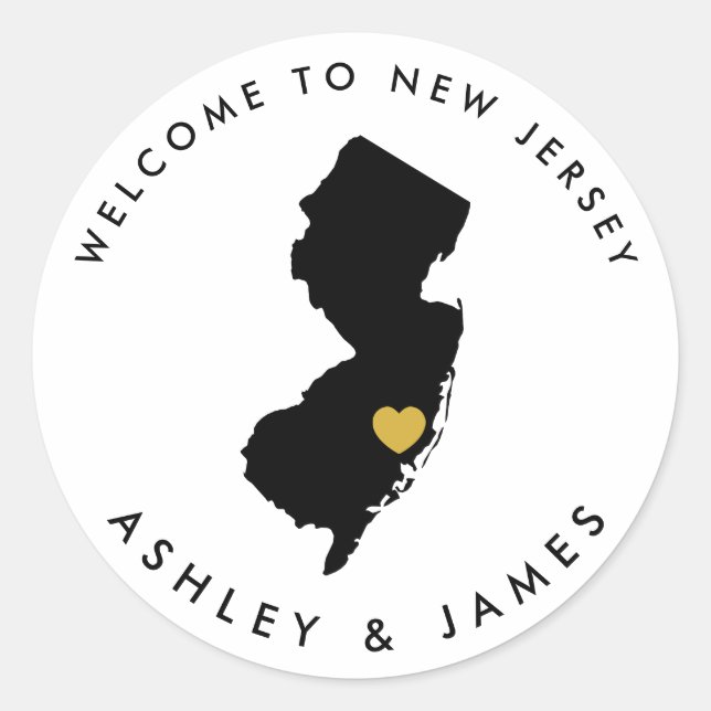 New Jersey State Wedding Welcome Sticker Tag (Front)